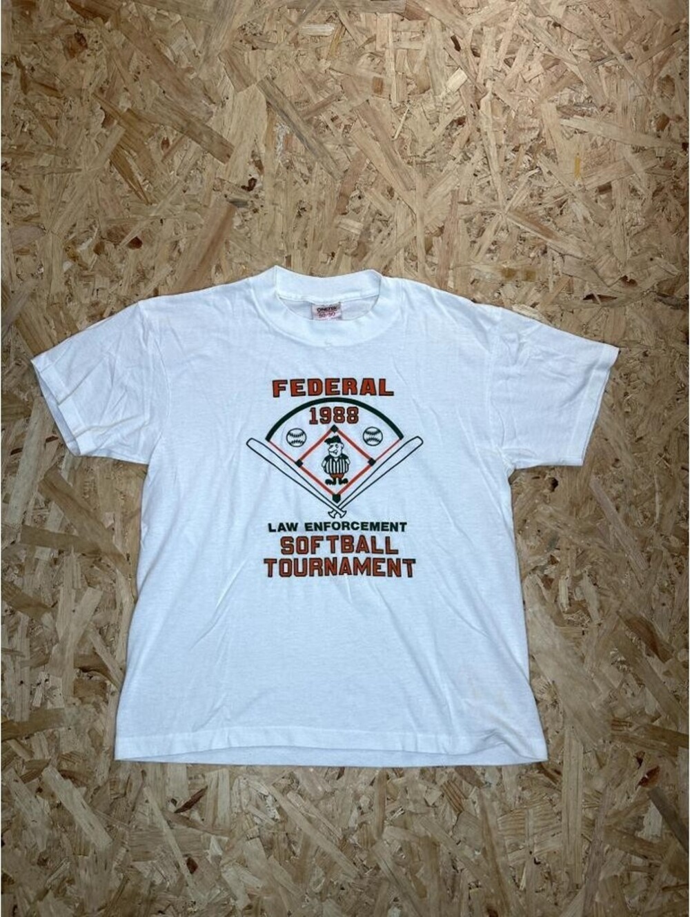 Vintage 1988 Federal Law Enforcement Softball Tournament Shirt Mens Large Oneita